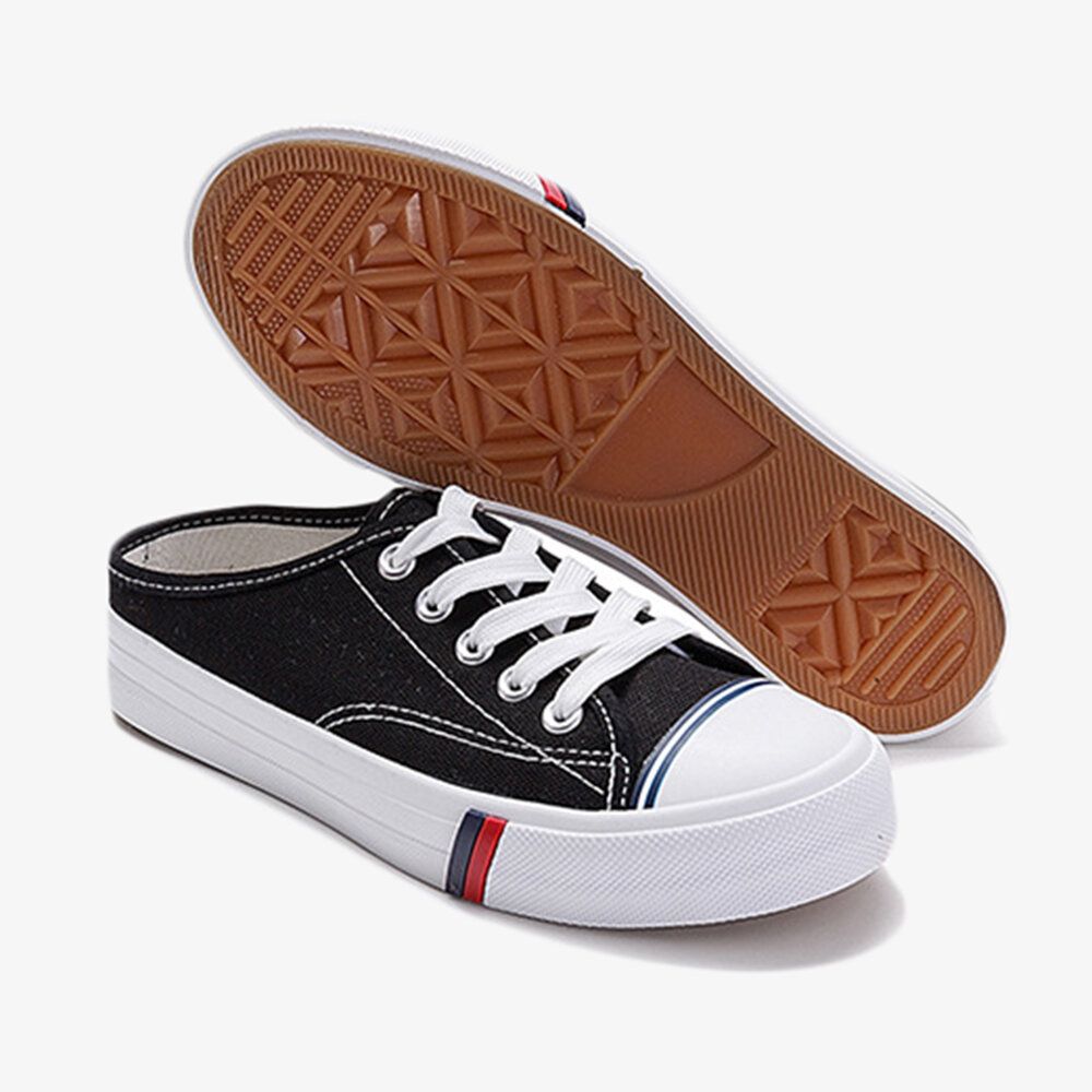 Women Canvas Slip Resistant Half Drag Flat Slip On Casual Shoes Women Canvas Slip Resistant Half Drag Flat Slip On Casual Shoes