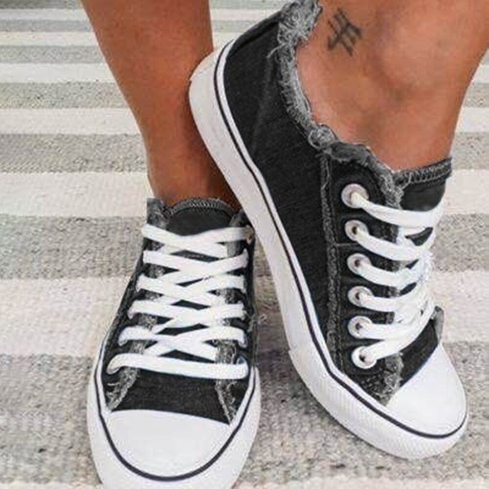 Women Casual Canvas Comfy Lace Up Flat Shoes Women Casual Canvas Comfy Lace Up Flat Shoes