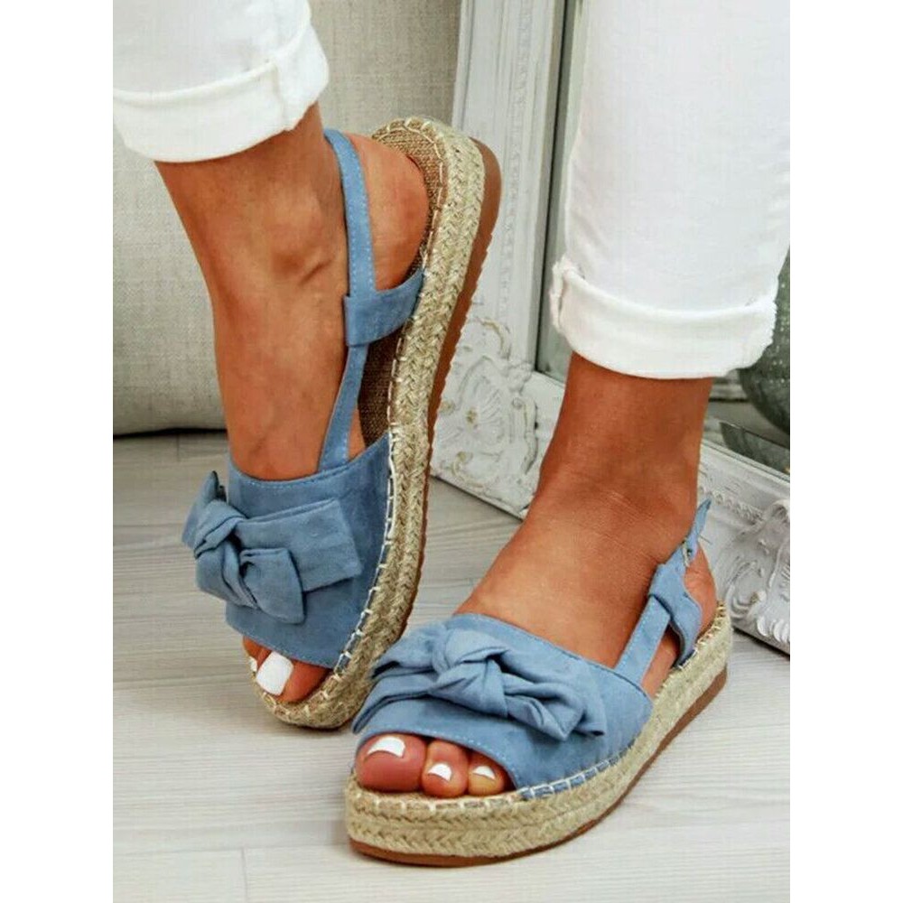 Plus Size Women Butterfly Knot Peep Toe Woven Platform Buckle Sandals Plus Size Women Butterfly Knot Peep Toe Woven Platform Buckle Sandals