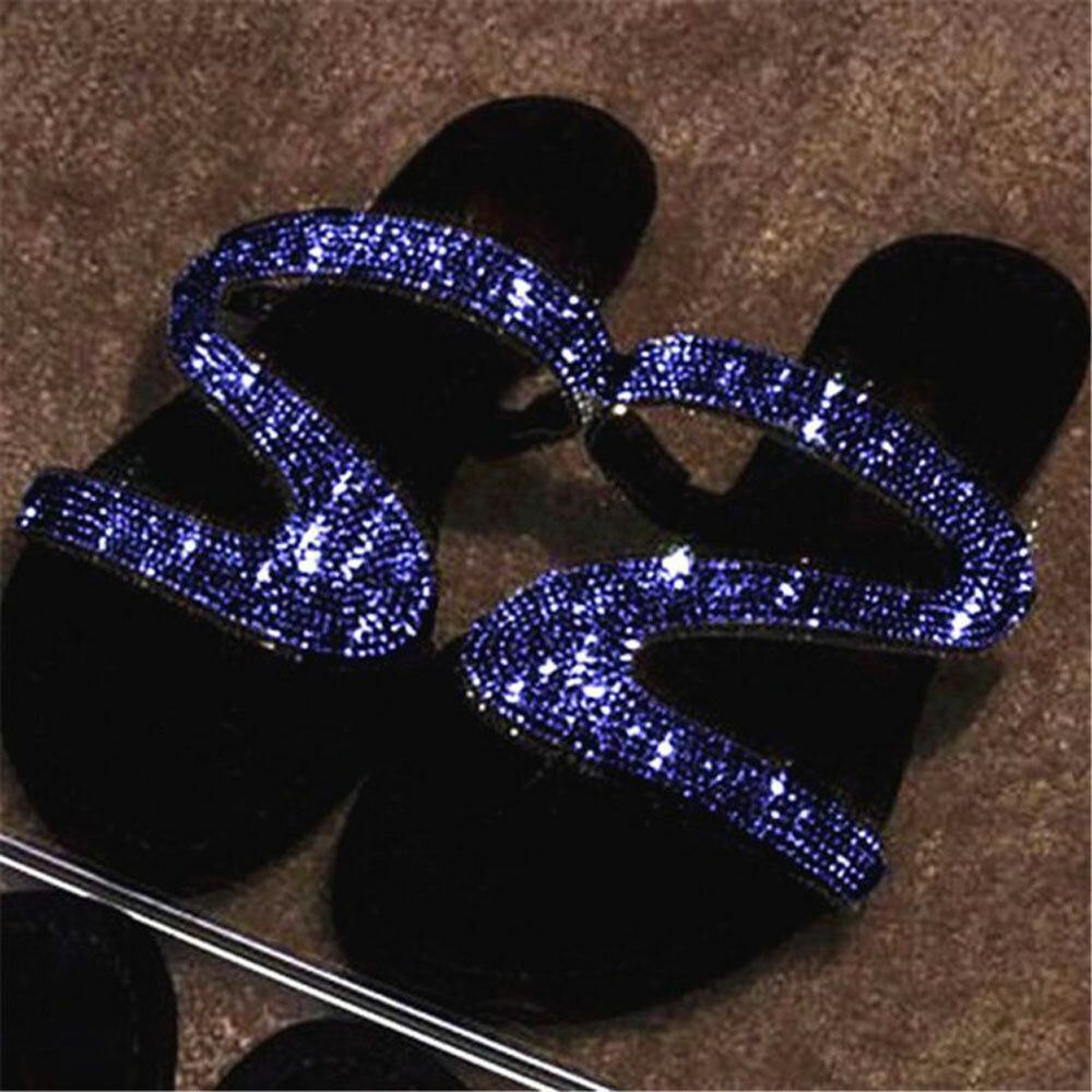 Women Rhinestone Decor Durable Non Slip Beach Slippers Women Rhinestone Decor Durable Non Slip Beach Slippers